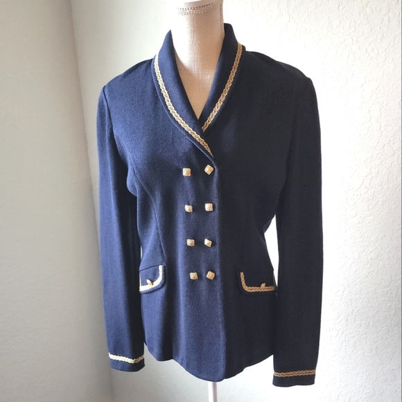 St. John Jackets & Blazers - St. John Double-breasted Jacket with Gold Trim and Buttons